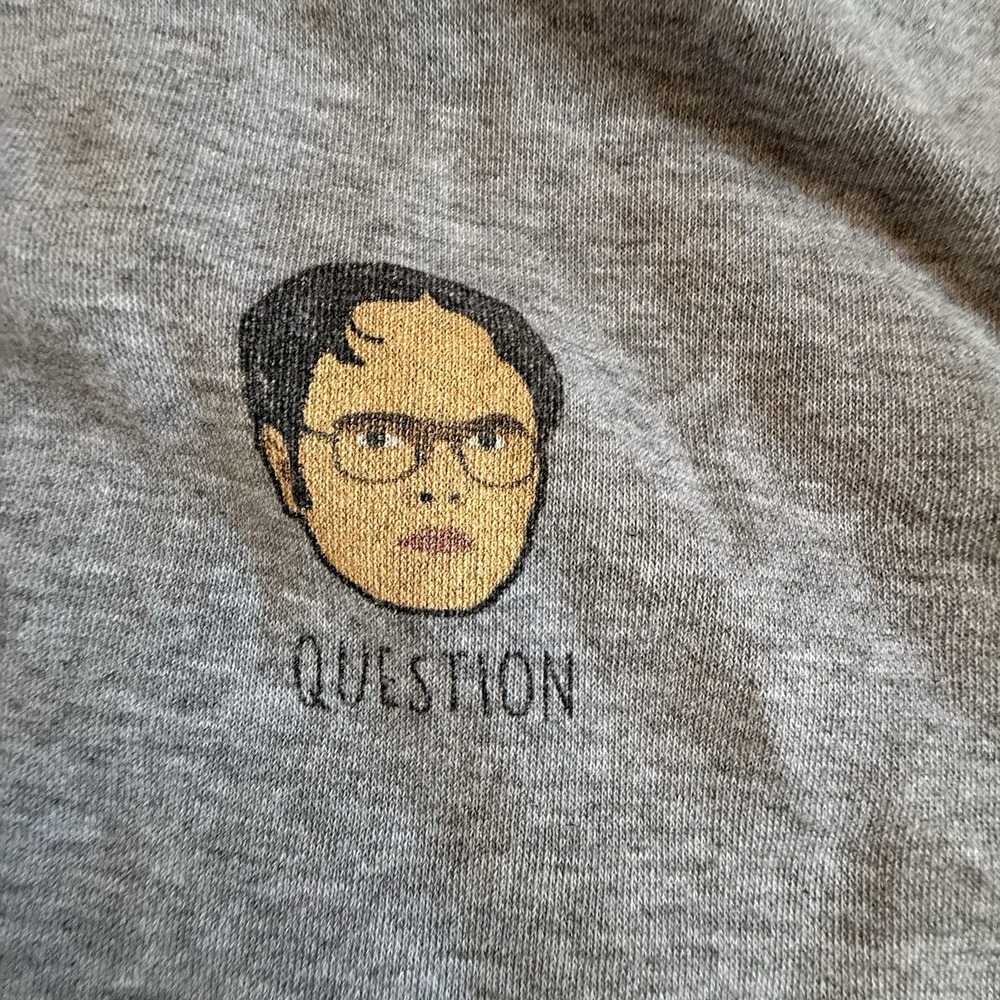 Grey Hooded Sweatshirt With Dwight‎ From The office Decal Size Large